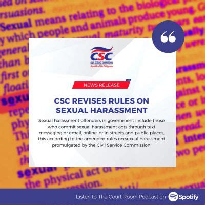 CSC revises rules on sexual harassment .